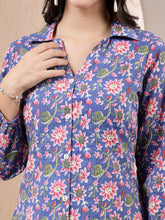 Women's Floral Printed Cotton Shirt Style Top-TOPBLUEMIKI